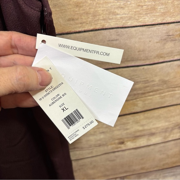 NWT Equipment Tansie Satin Crepe V-Neck Slip Dress Size XL - Picture 3 of 8